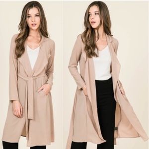 Tan Light Weight Waterfall Duster Coat